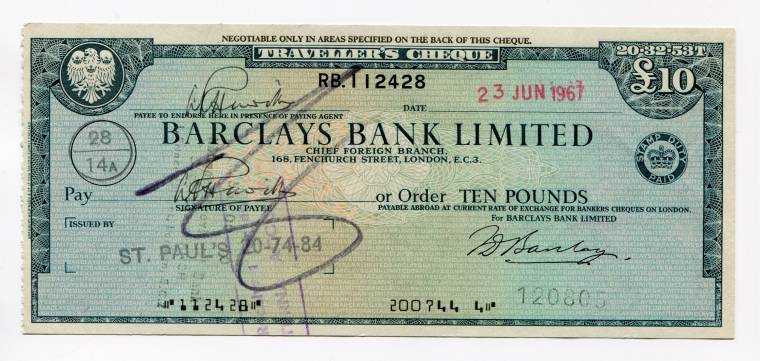 travellers cheques barclays