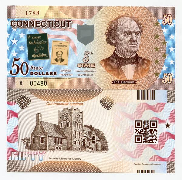 thumbnail image 2 of Delaware $50 Fantasy Polymer Banknote - Uncirculated, ND 2014 - Novelty Collectible Currency 2 of 6